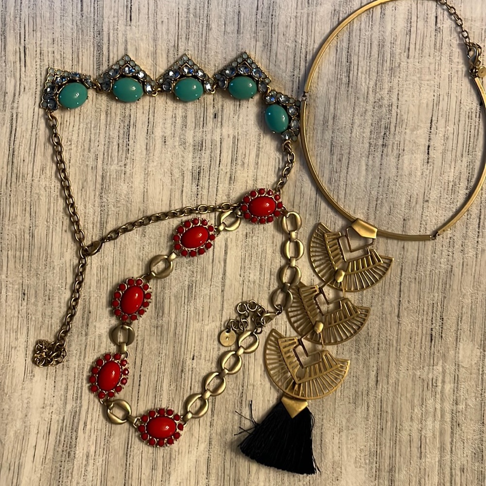 Stella and dot set of three statement necklaces.